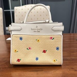 Kate Spade Cream and Tan Floral Satchel